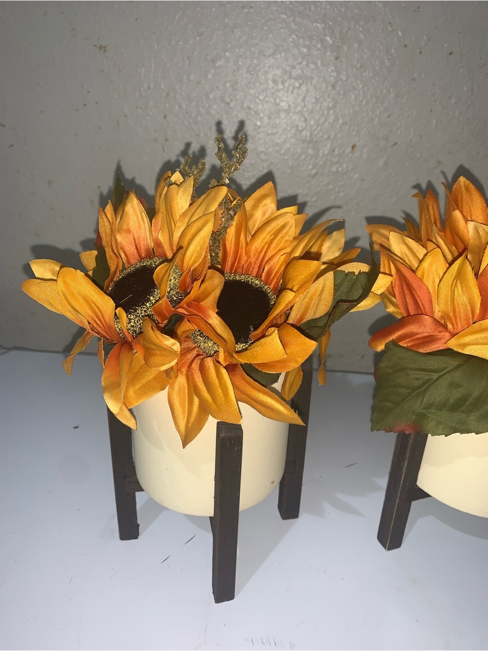 Sunflower Faux Floral Arrangement in Cream Planter by